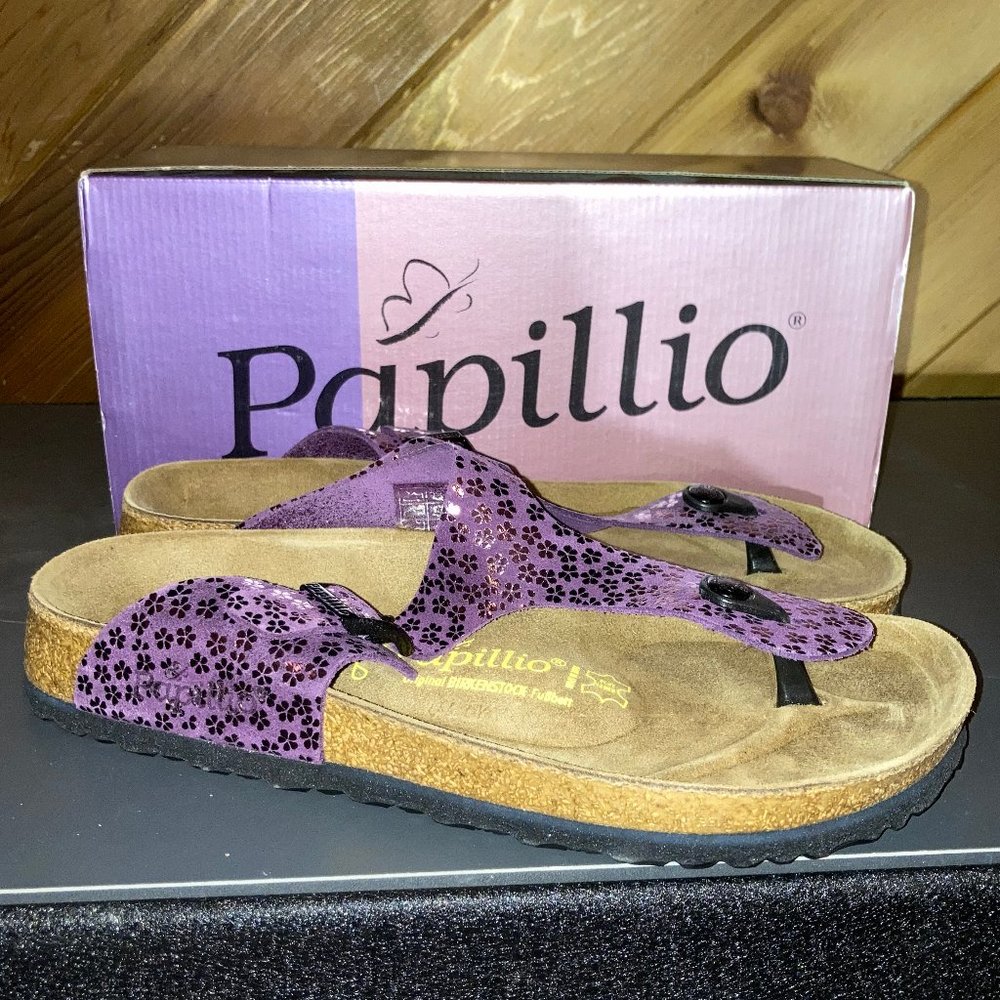 New Papillio by Birkenstock Purple Gizeh Sandals Size 41/10 (Box 94)